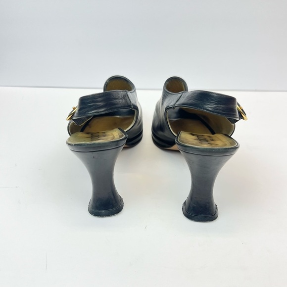 Paloma Sandals Size 9.5 AA Elegant Black Leather Heels Made In Italy - Picture 4 of 10